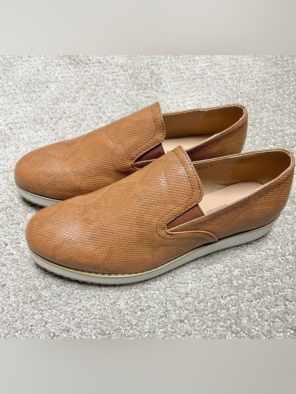 Henry Ferrera Tan Textured Slip-On Loafers